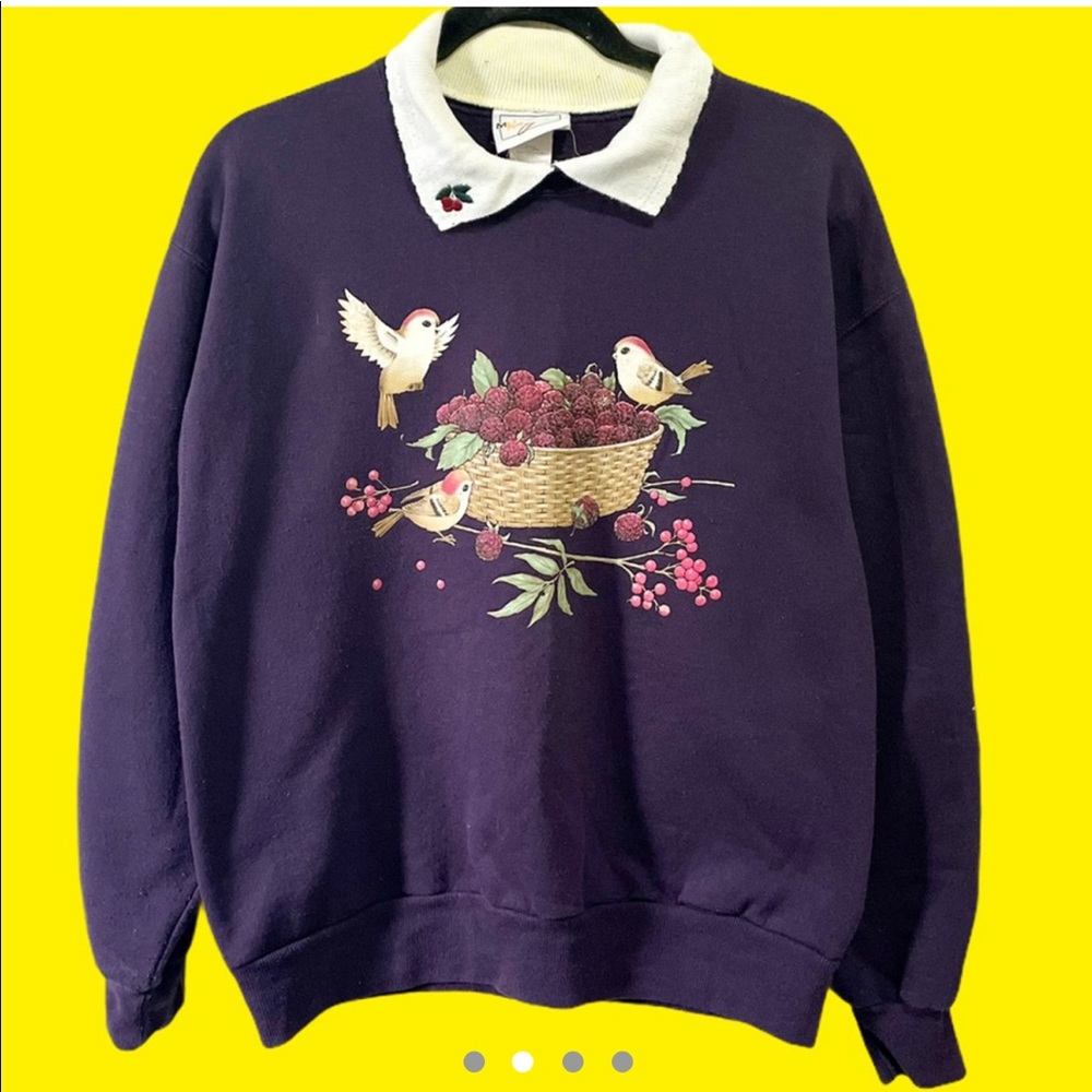 Vintage Morningsun Brand Birds and Berries Sweatshirt